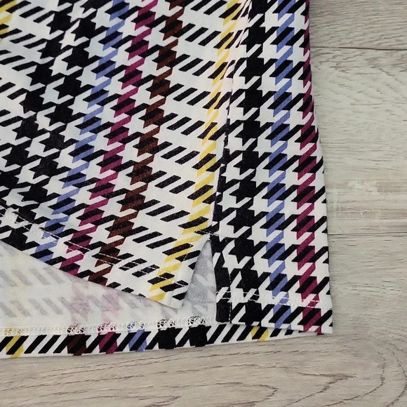 🛍Talbots Colorful Houndstooth Plaid Pattern 3/4 Sleeve Blouse Womens Medium - Picture 6 of 6